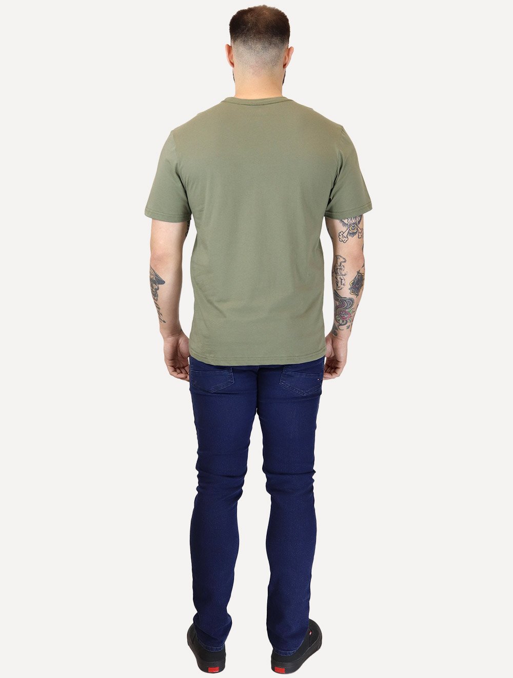 Camiseta Tommy Jeans Masculina Classic Linear Embroidered Chest Verde Militar