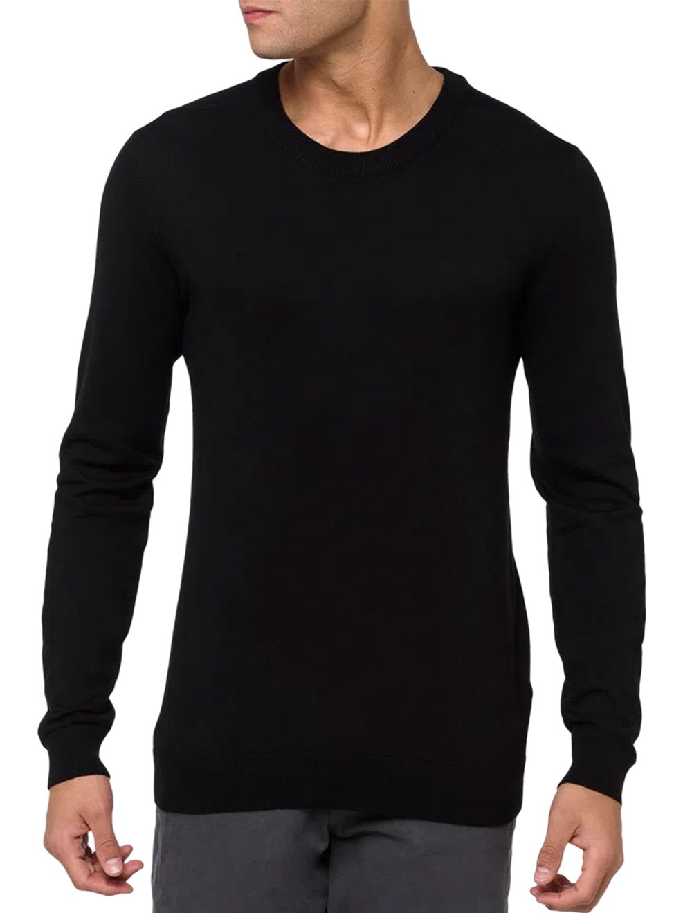 Suéter Calvin Klein Masculino Tricot Crewneck CK Logo Preto