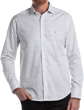 Camisa Aramis Masculina Slim Tricoline Xadrez Pink Blue Branca