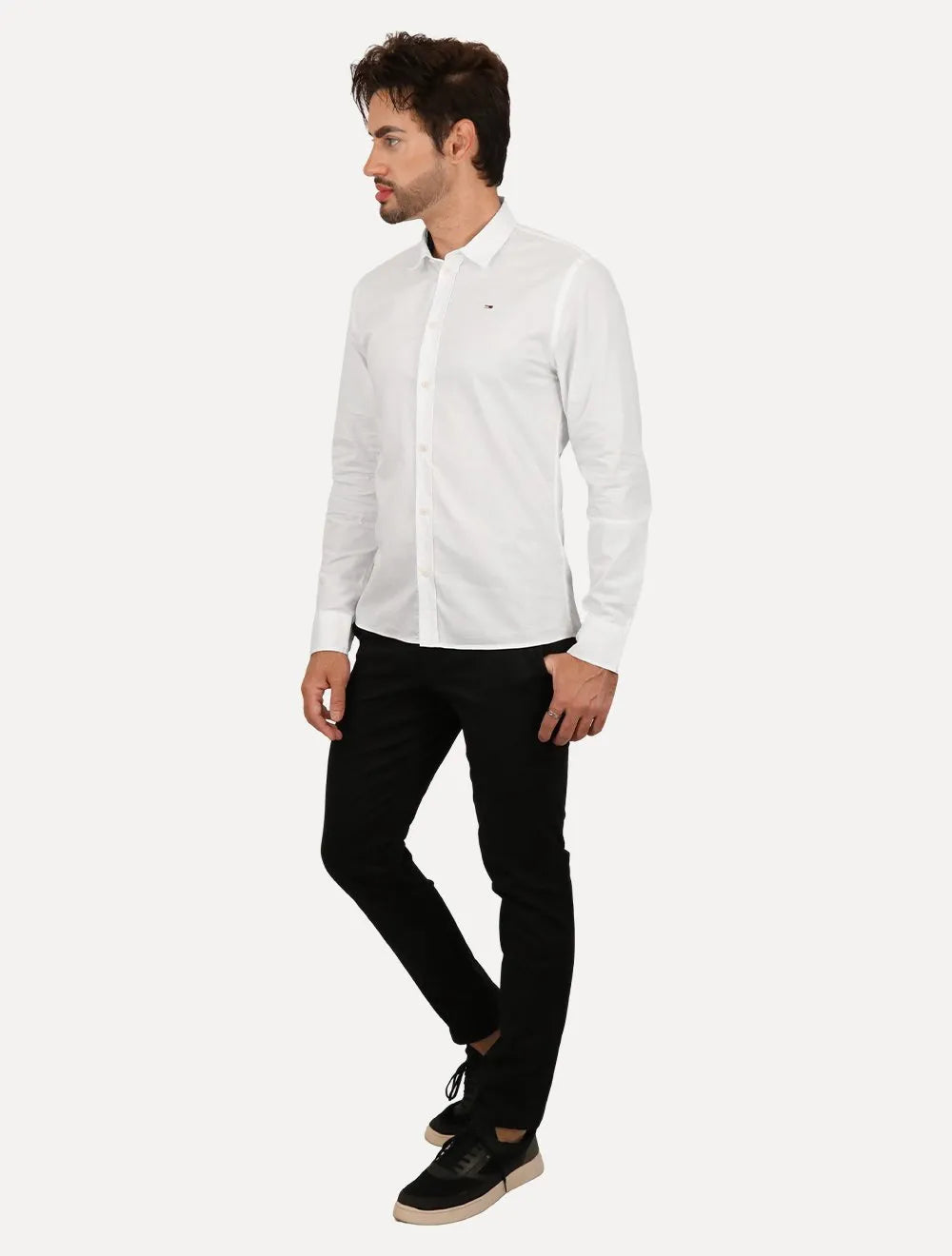 Camisa Tommy Jeans Masculina Slim Original Stretch Branca