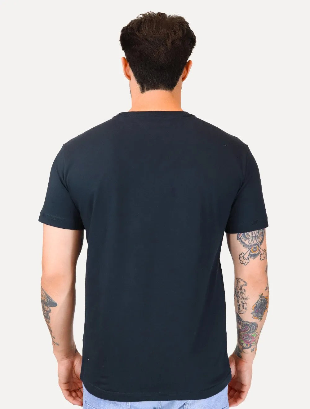 Camiseta Tommy Hilfiger Masculina Stack Center Brand Love Print Azul Marinho