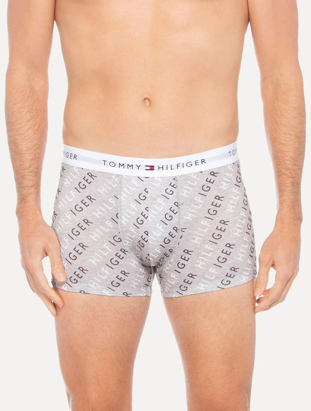 Kit Cuecas Tommy Hilfiger Cotton Stretch Trunk Repeat Vermelha/Marinho/Cinza 3UN