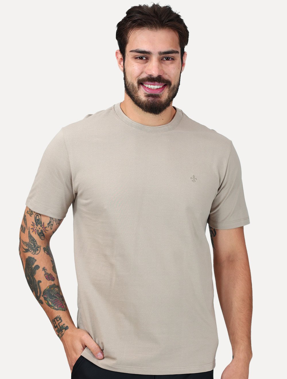 Camiseta Dudalina Regular Piquet Caqui Medio