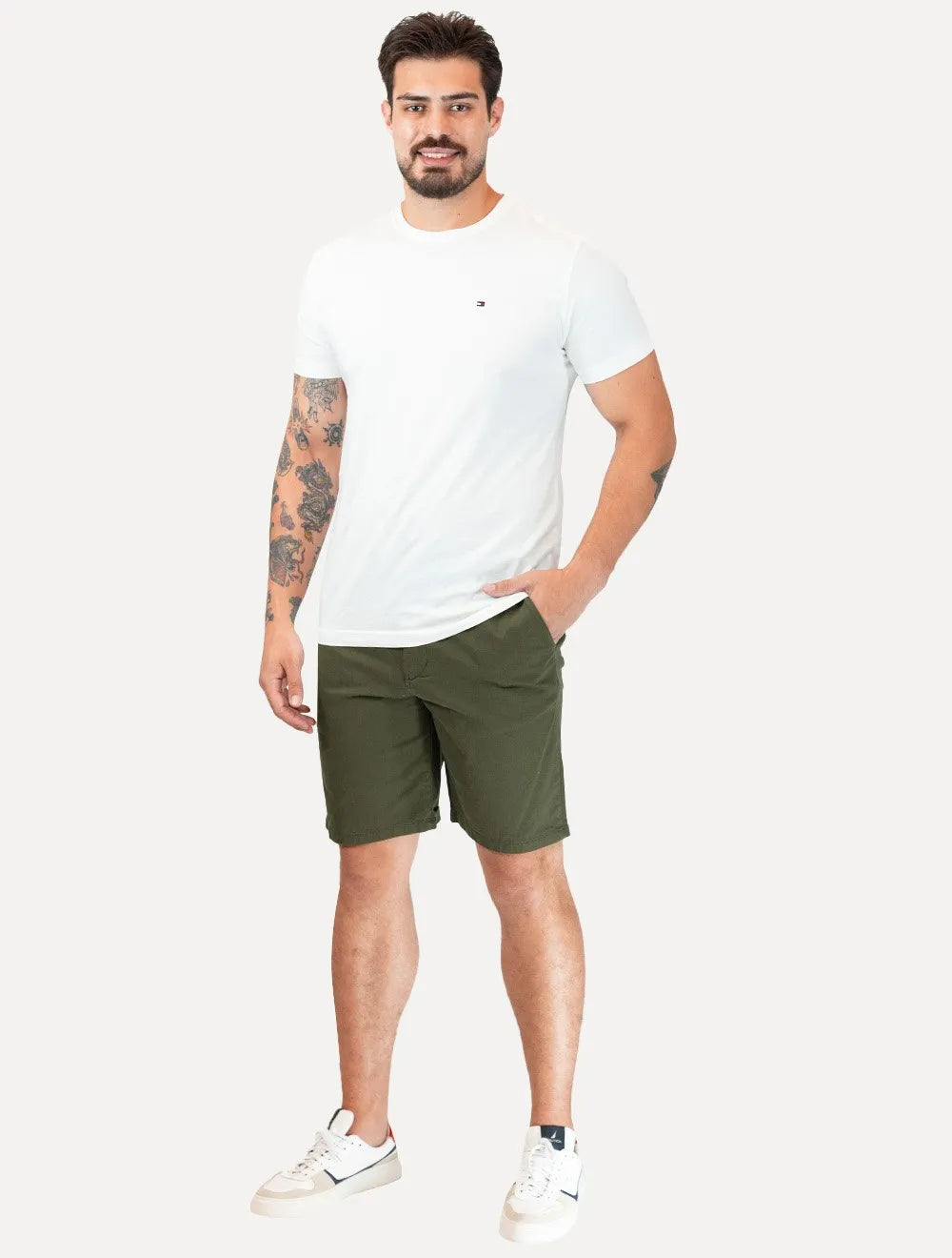Bermuda Tommy Hilfiger Masculina Sarja Brooklyn 9in Verde Militar