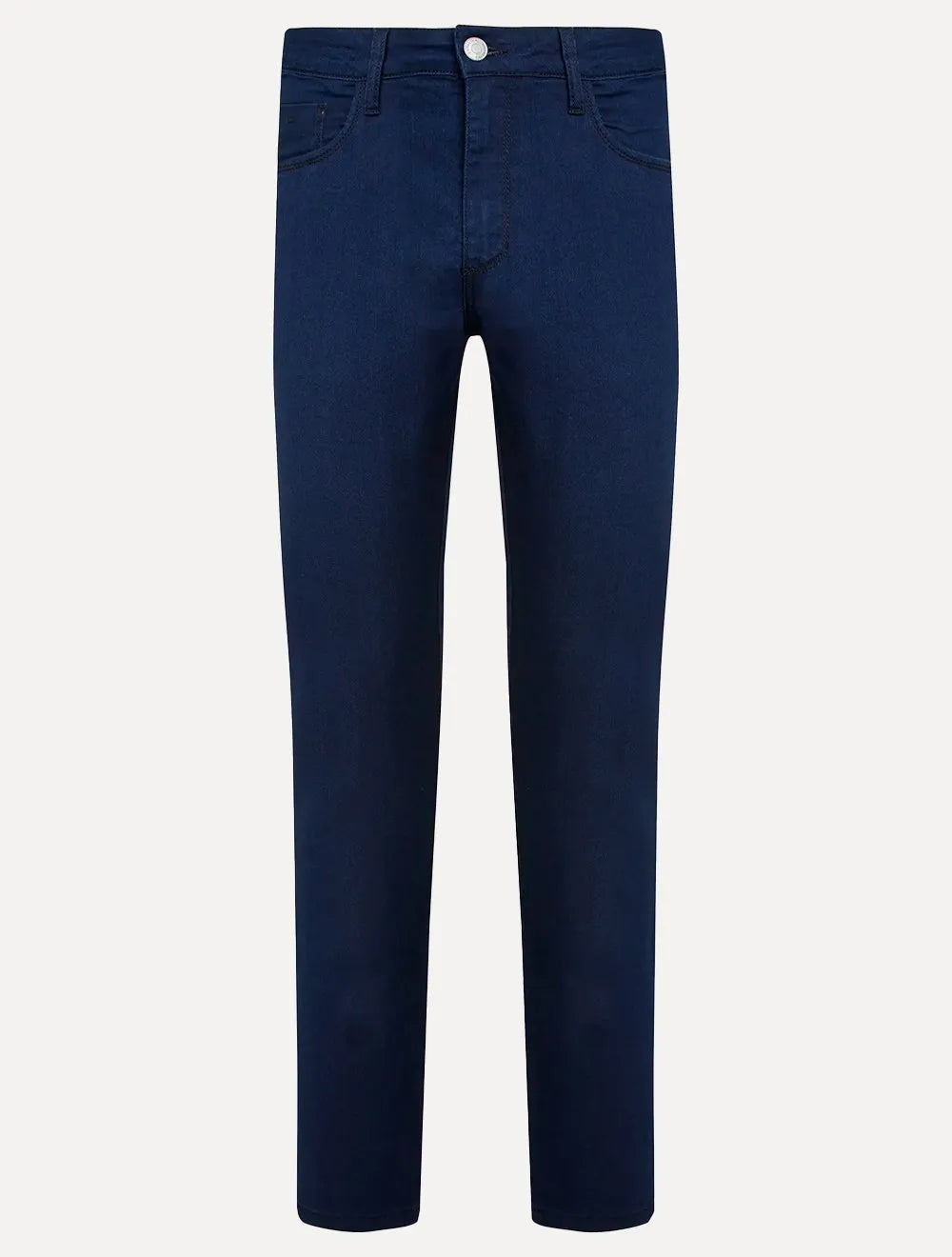Calça Dudalina Jeans Slim Classica 5 Pockets Costura Escura Azul Escuro