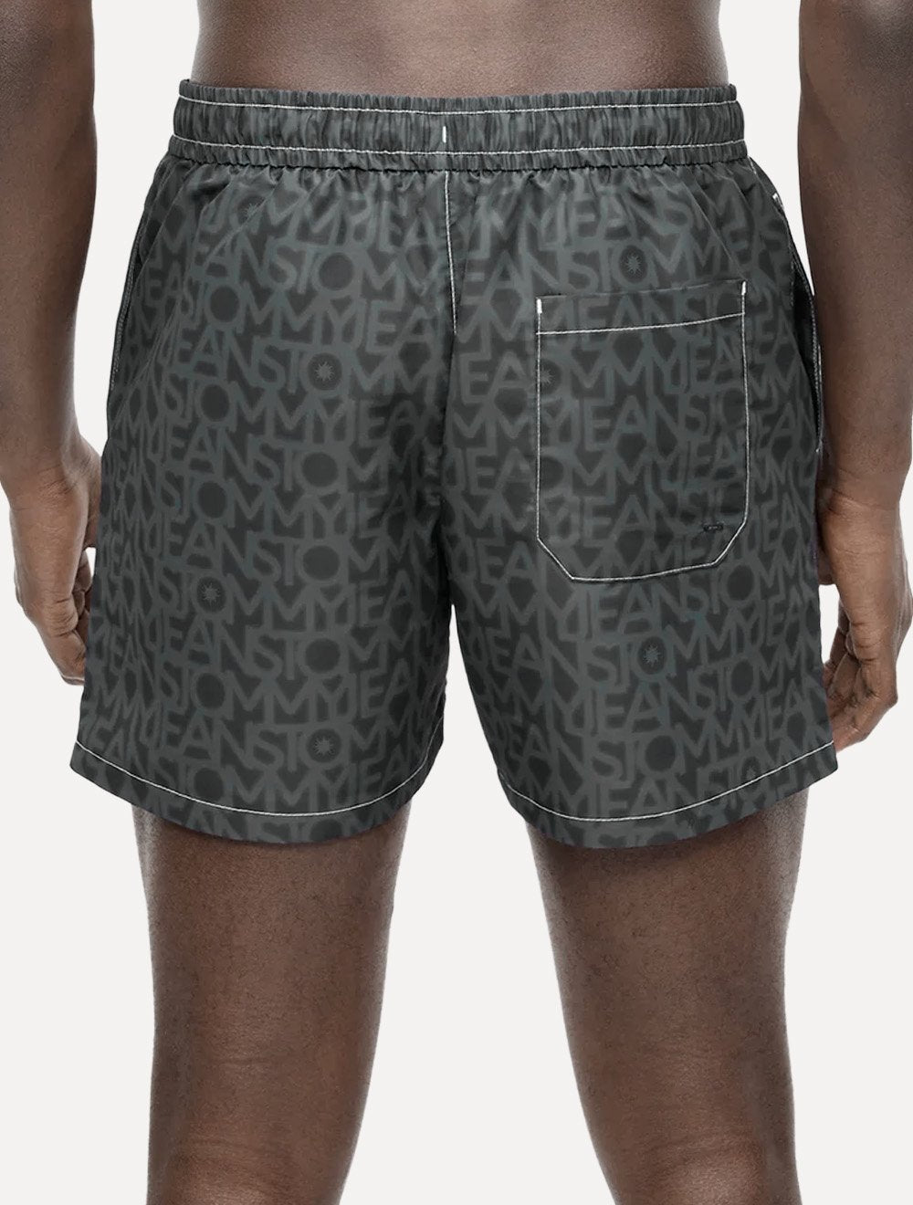 Short Tommy Jeans Masculino Medium Swimwear Green Silk Print Preta