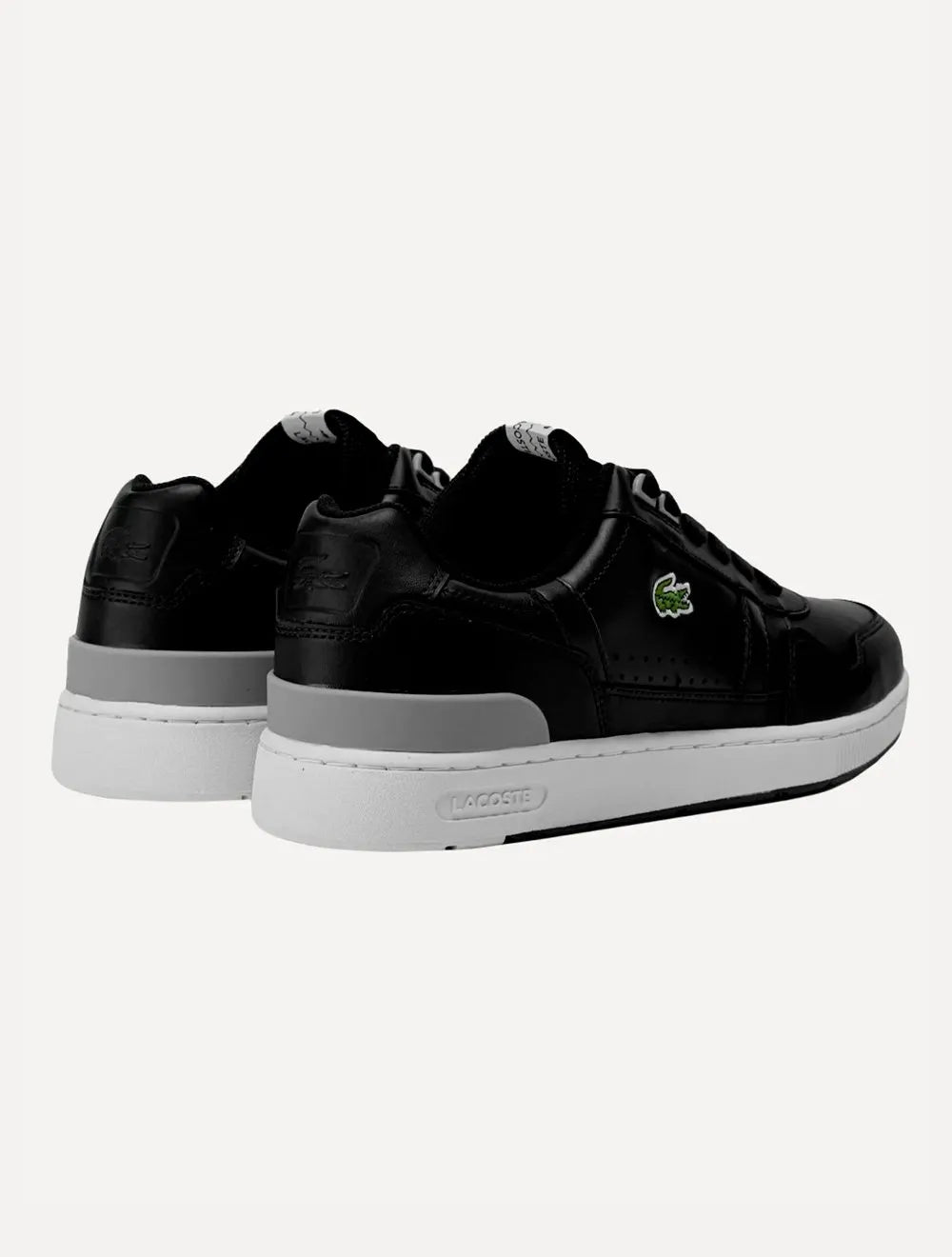 Kit Tênis Lacoste | Masculino T-Clip Blk/Gry Preto e Meias Lacoste Cano Curto Branca/Preta Pack 2UN