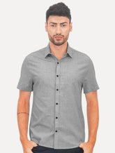 Camisa Calvin Klein Jeans Masculina Manga Curta Tela Algodão Cinza Mescla