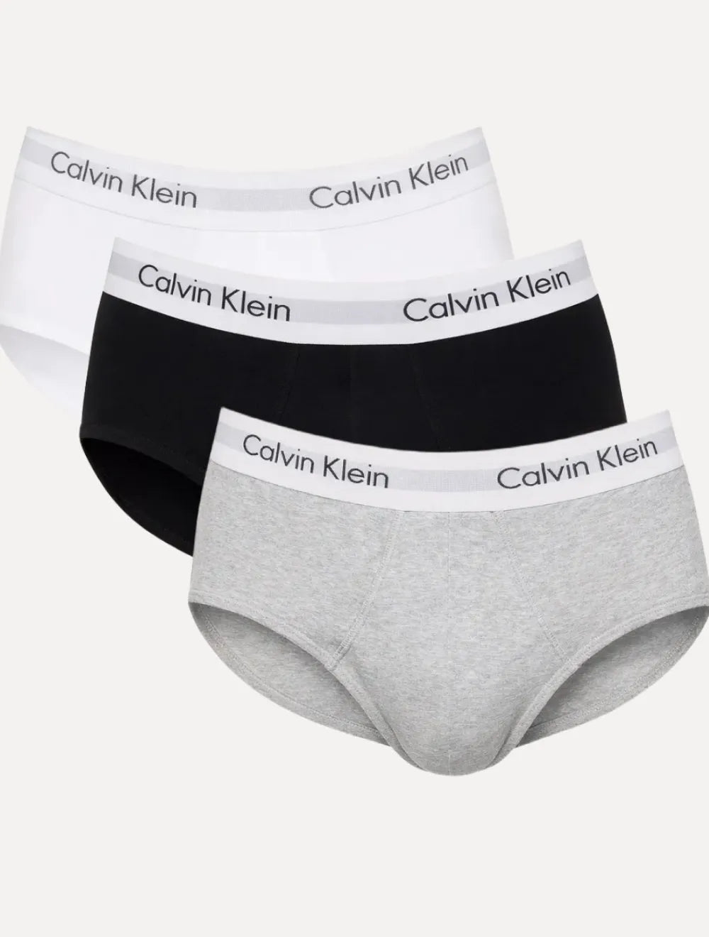 Cueca Calvin Klein Brief Cotton Stretch Classic Preta/ Branca/ Mescla Pack 3UN