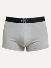 Cueca Calvin Klein Low Rise Trunk Cotton New Re Issue Blue Logo Cinza Mescla