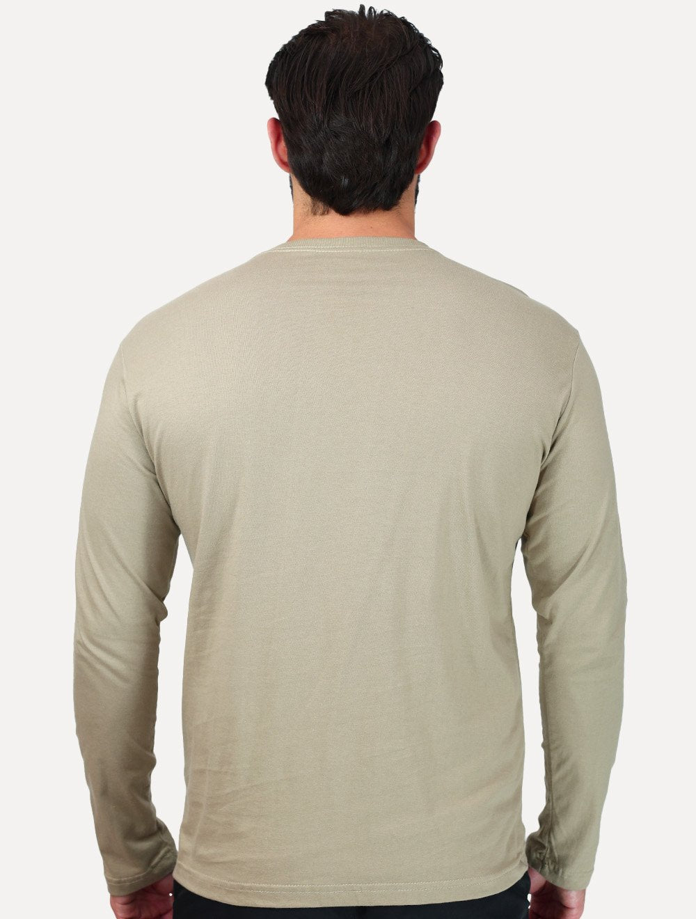 Camiseta King & Joe Masculina Manga Longa Basic Dark Small Logo Cáqui