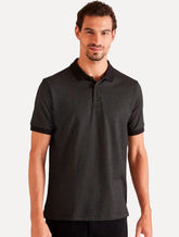 Polo Reserva Masculina Regular Piquet Friso Rajado Preto Mescla