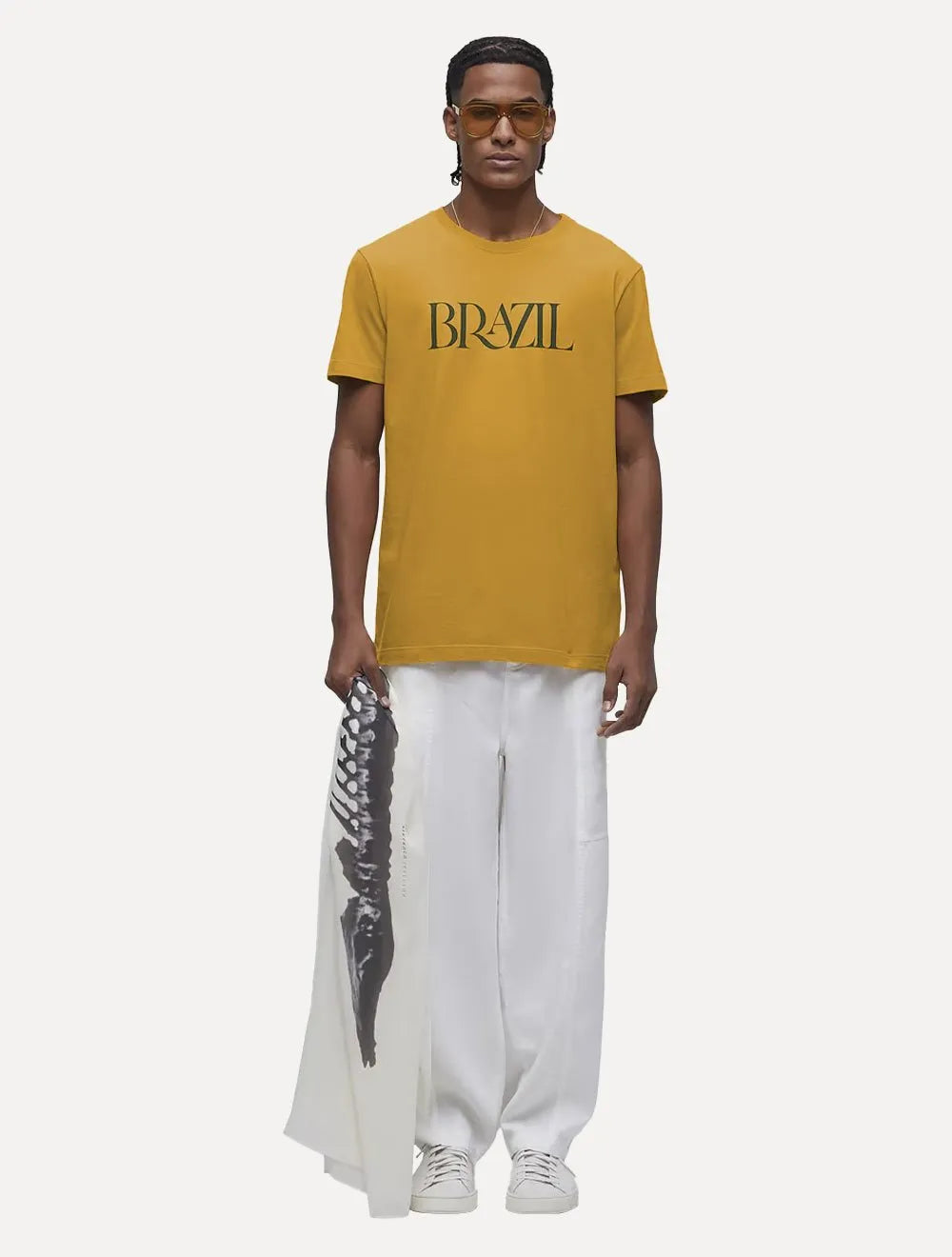 Camiseta Osklen Masculina Slim Vintage Arpoador Sunshine Amarelo Escuro