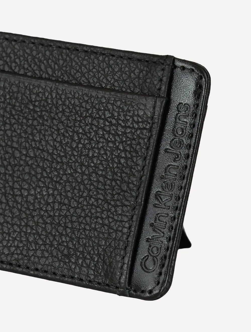Carteira Calvin Klein Jeans Porta Cartão Couro Floater Vertical Logo Preta