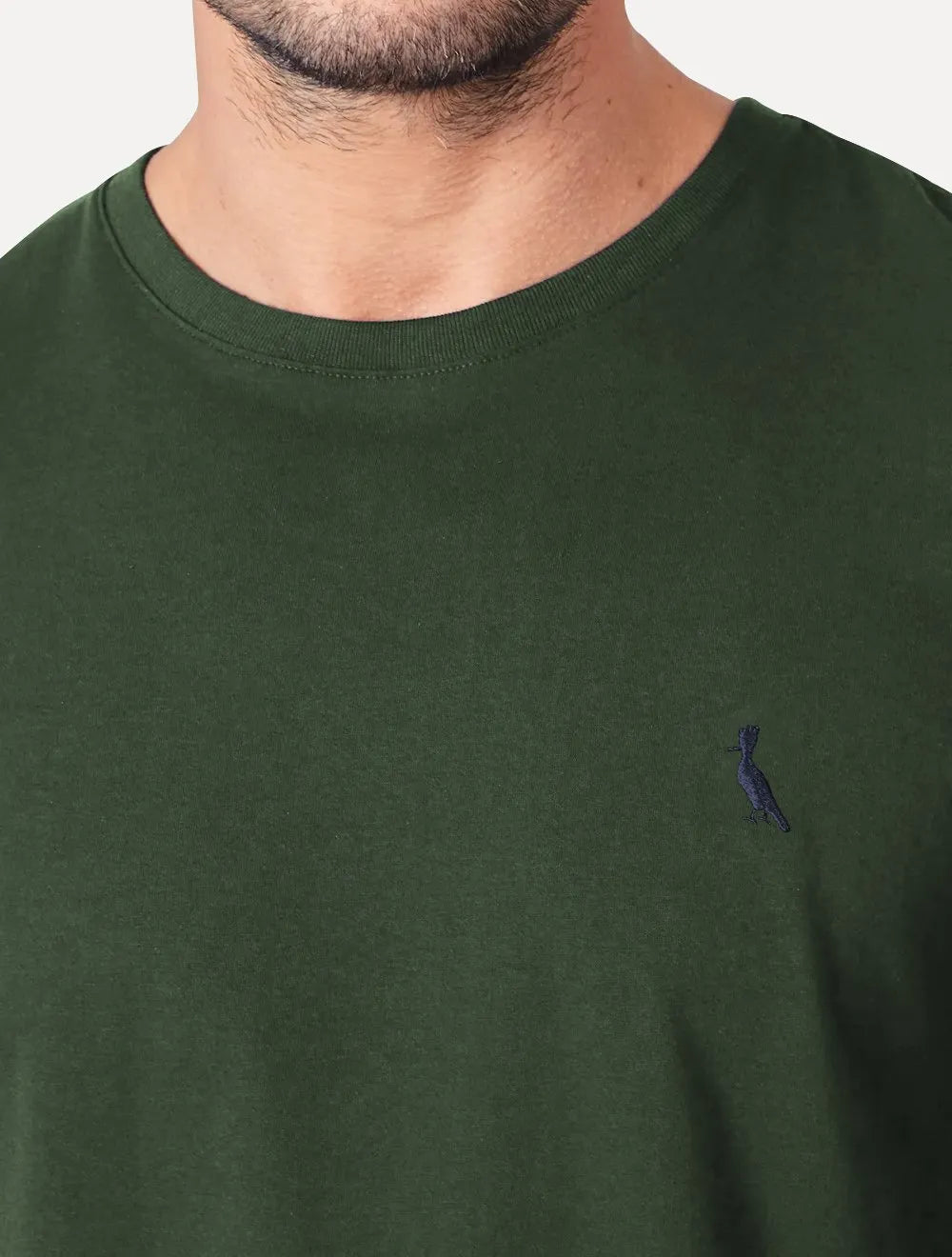 Camiseta Reserva Masculina Slim Algodão Peruano Verde Escuro