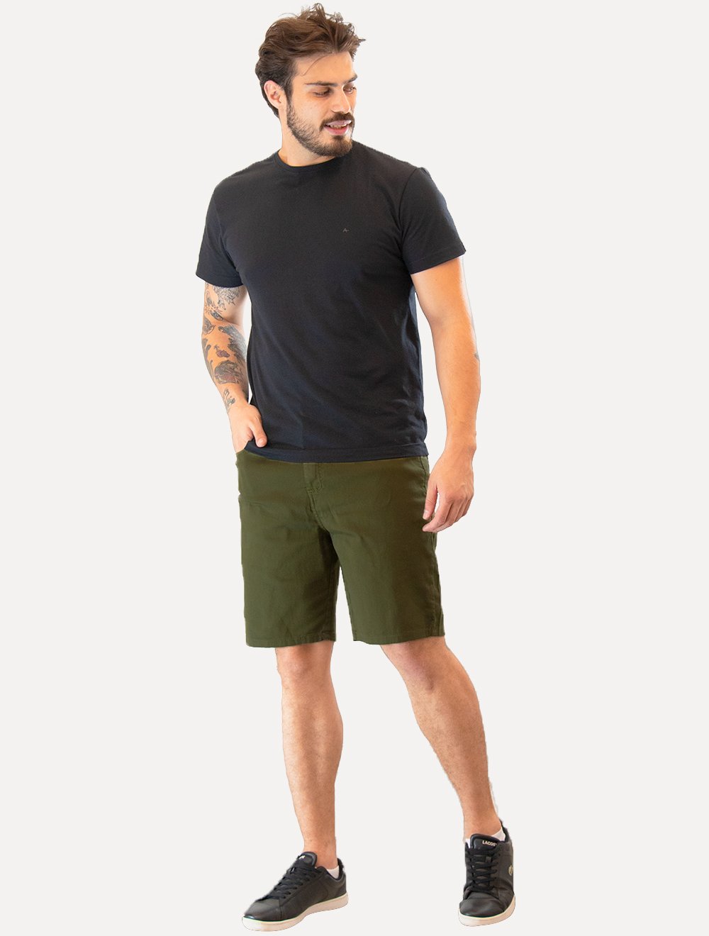 Bermuda Reserva Masculina Sarja Color Verde Militar