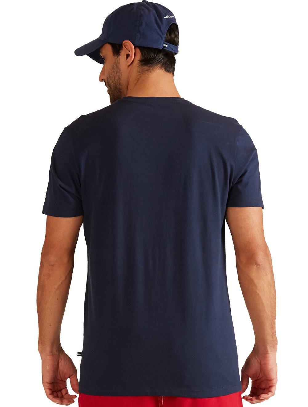 Camiseta Nautica Masculina Silk Logo Underline Azul Marinho