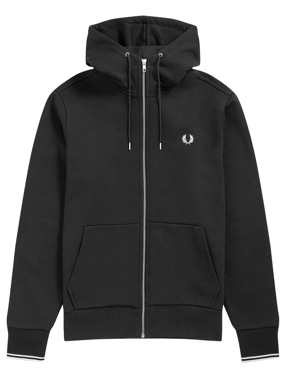 Jaqueta Fred Perry Moletom Masculina Regular Hooded Zip Through Preta