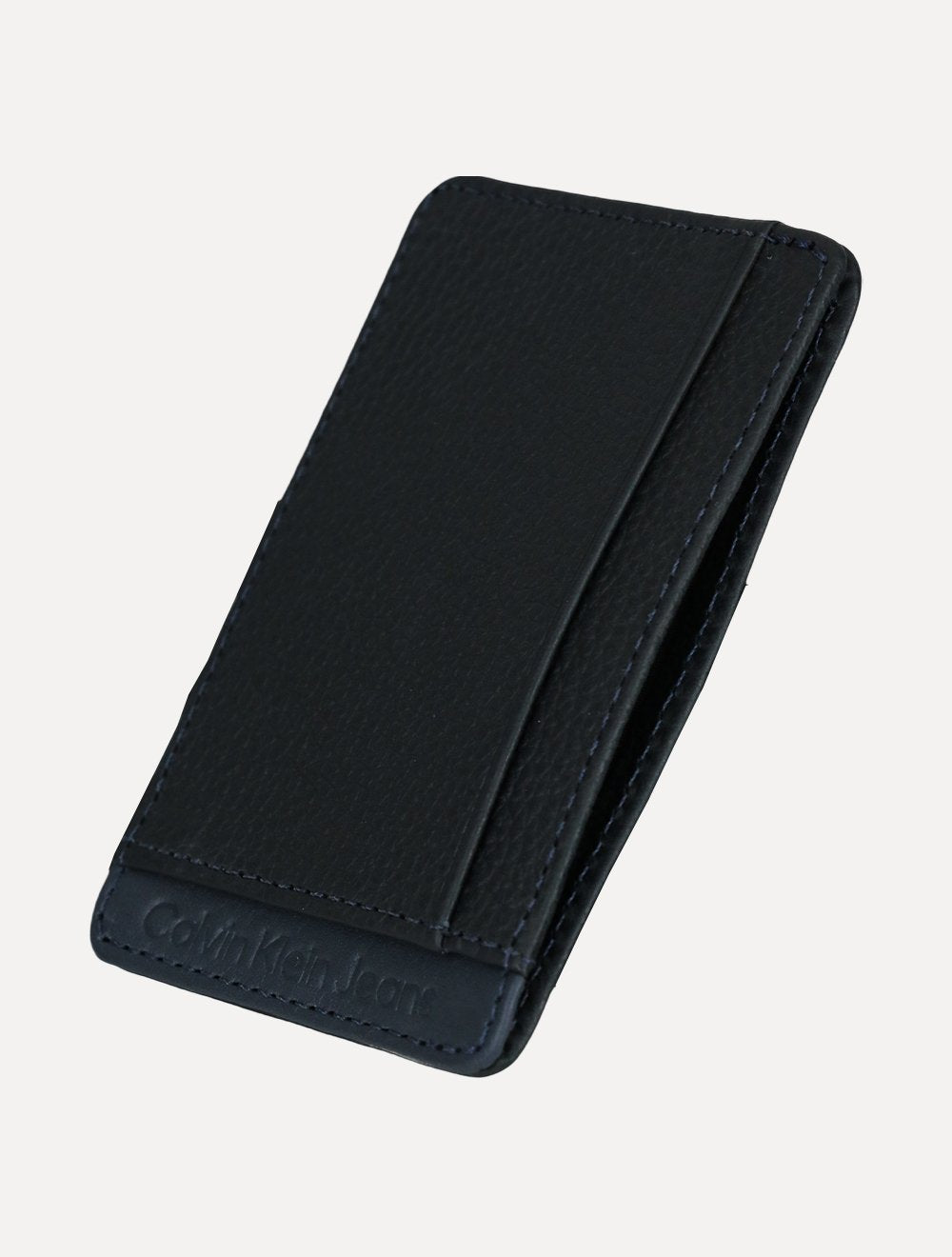 Carteira Calvin Klein Jeans Porta Cartão Couro Floater Vertical Logo Marinho