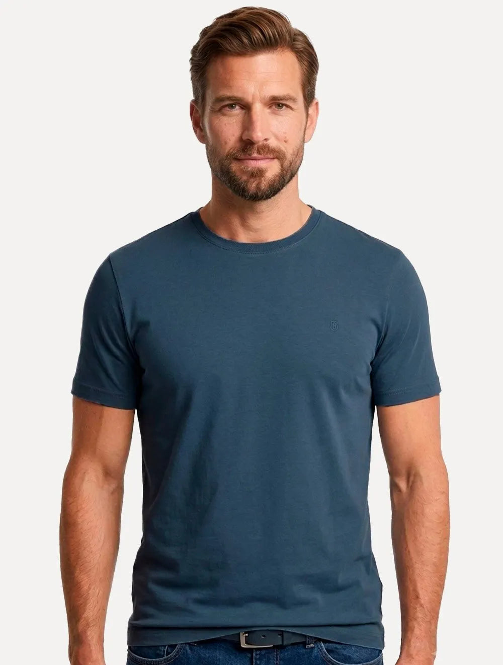 Camiseta Individual Masculina Slim Pima Soft Touch Logo Azul