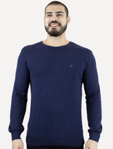 Suéter Colcci Masculino Tricot Crewneck Logo Azul Escuro