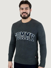 Blusa Tommy Hilfiger Masculina Slim Bouclê Varsity Logo Grafite