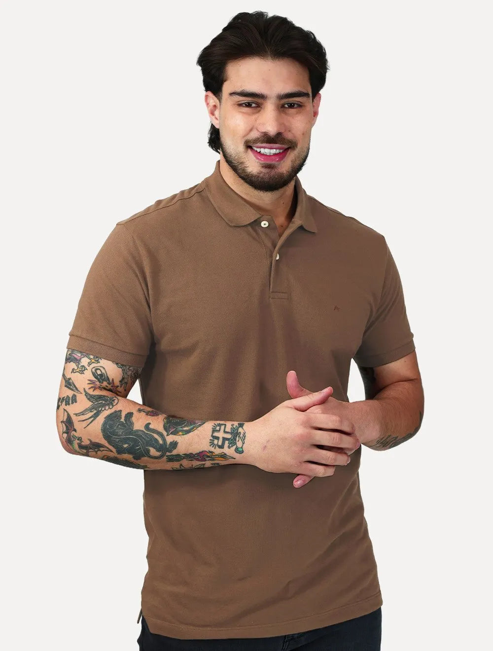 Polo Aramis Masculina Basic Piquet Mono Marrom