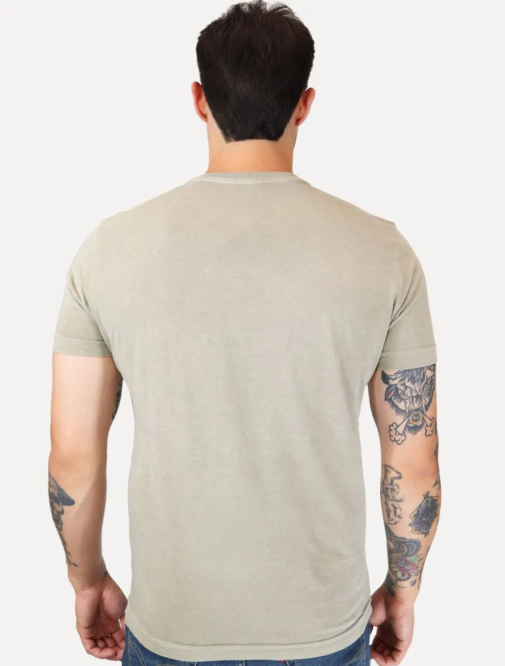 Camiseta King & Joe Masculina Signature Circle Estonada Peito Areia