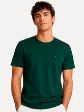Camiseta Tommy Hilfiger Masculina Slim Fit Essential Stretch Verde Escuro