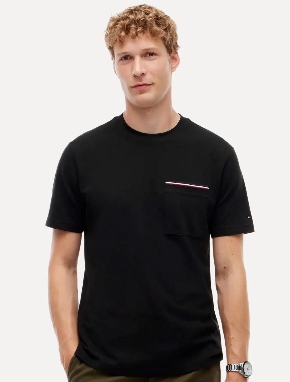 Camiseta Tommy Hilfiger Masculina Regular Piquet Pocket Preto