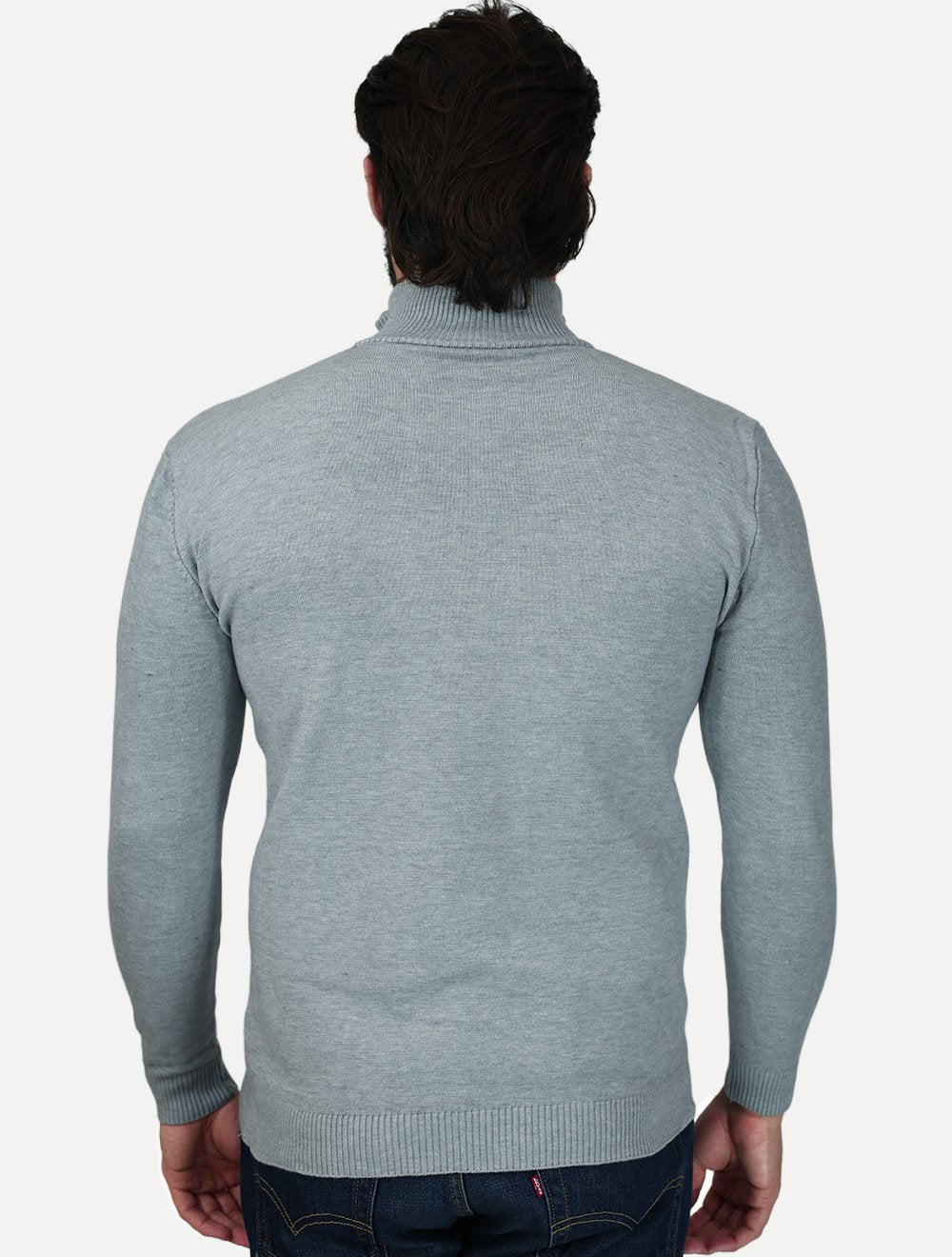 Suéter Dixen Masculino Tricot Half-Zip Gola Alta Cinza