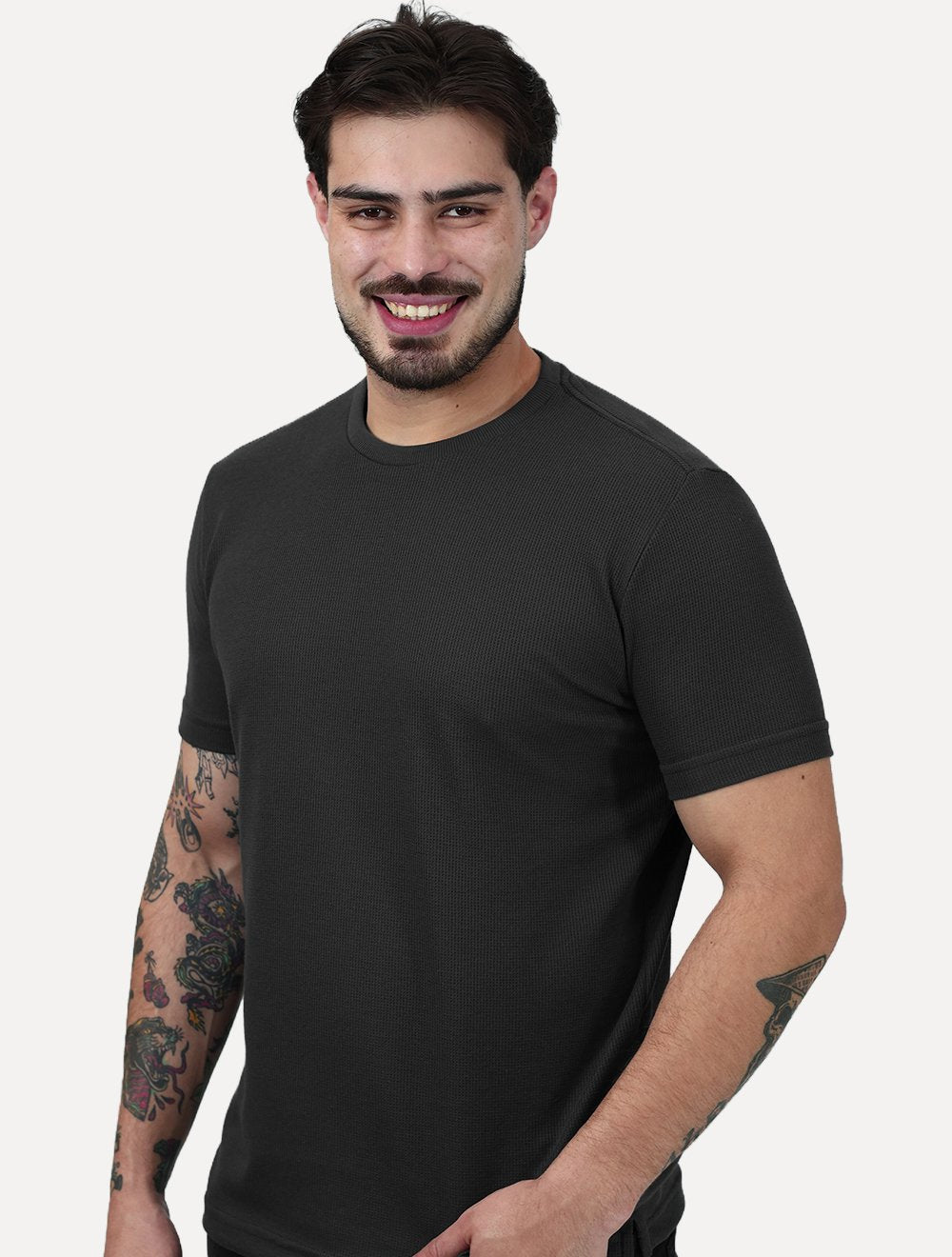 Camiseta King & Joe Masculina Slim Textura Tricot Chumbo