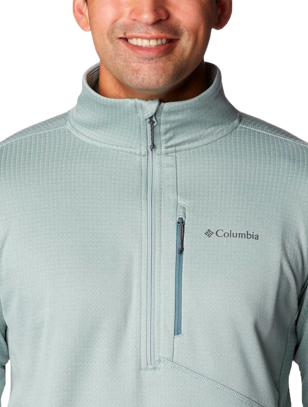 Jaqueta Columbia Masculina Fleece Park View Half Zip Verde Claro