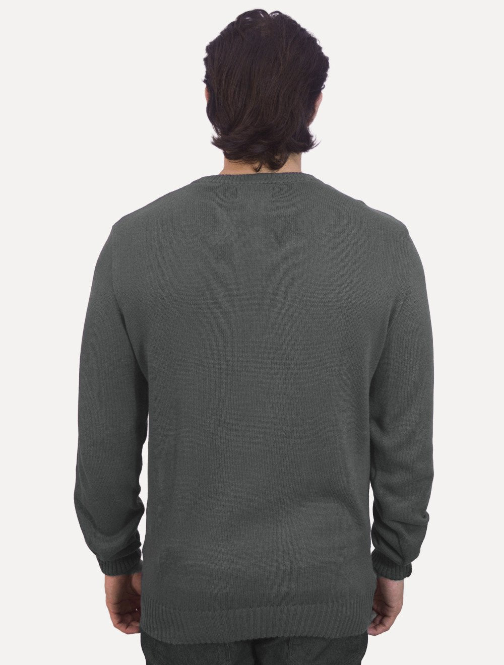 Suéter Dixen Masculino Tricot Gola Redonda Estonada Chumbo