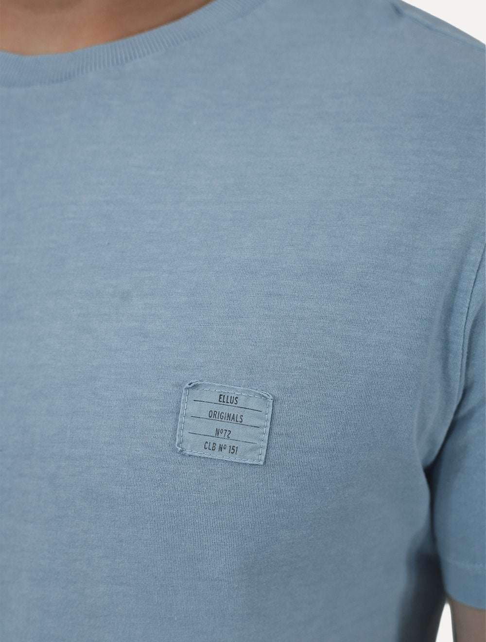 Camiseta Ellus Masculina Cotton Washed Origin. Classic Azul Claro