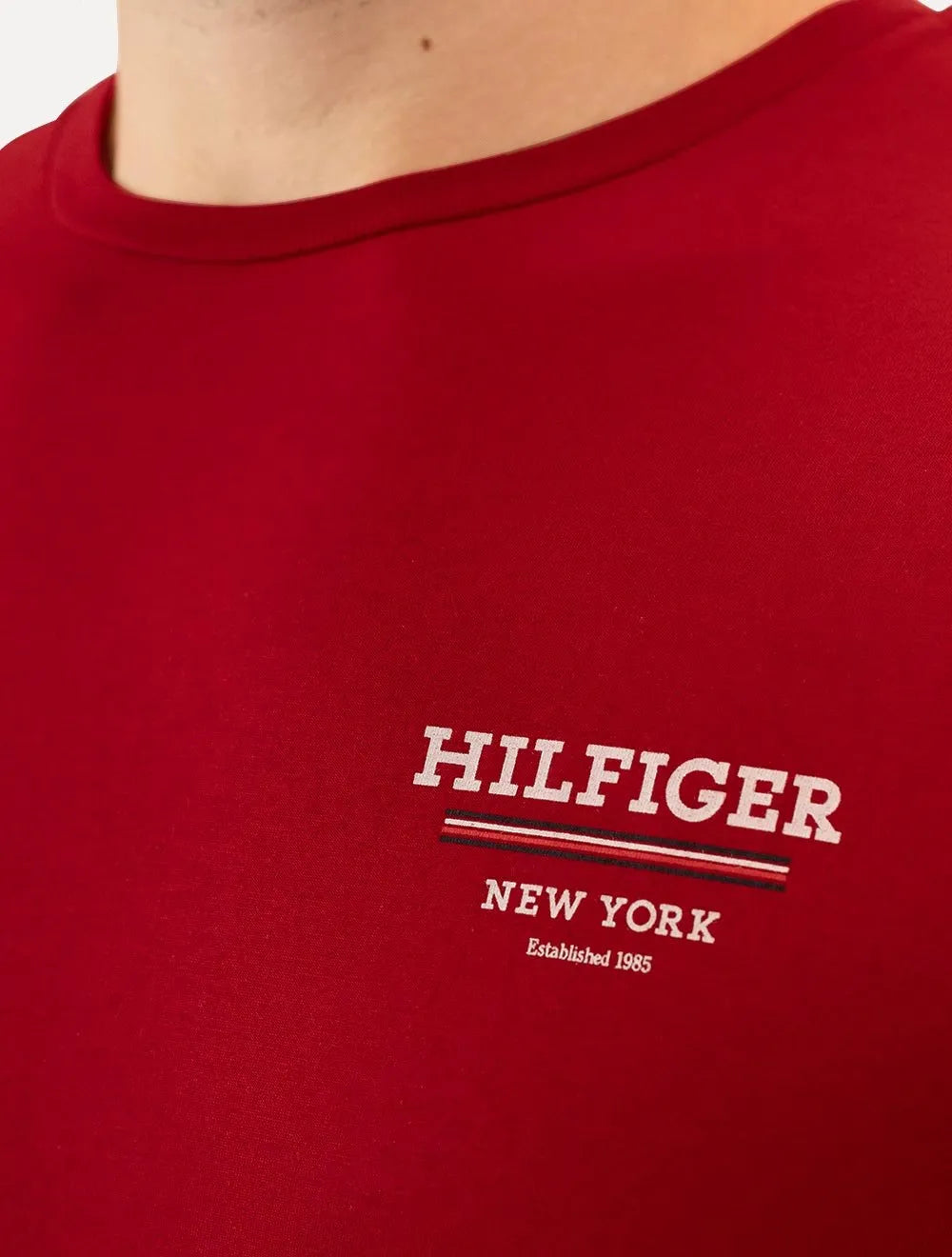 Camiseta Tommy Hilfiger Masculina Regular Global Stripe Vermelha