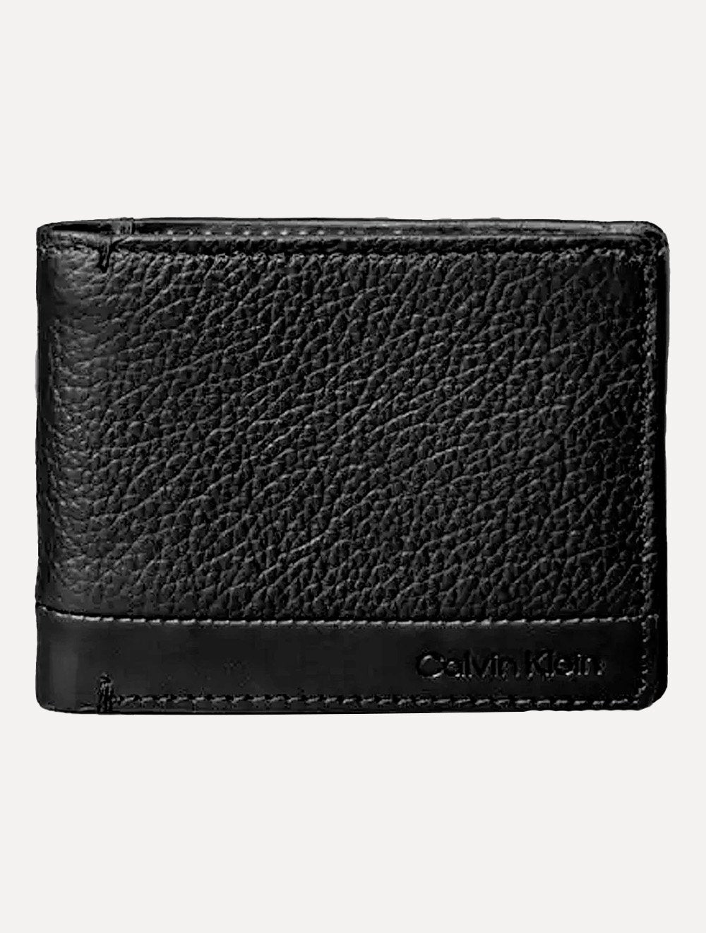 Carteira Calvin Klein Couro Horizontal Logo Floater Recorte Preta