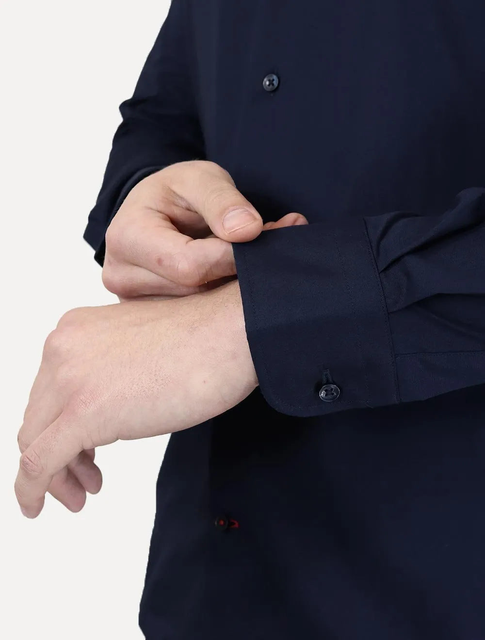 Camisa Tommy Hilfiger Masculina Slim THFlex Poplin Azul Marinho