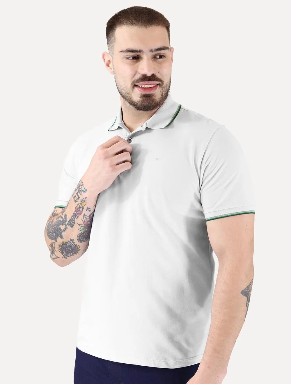 Polo Ellus Masculina Piquet Classic Easa Friso Green Cinza