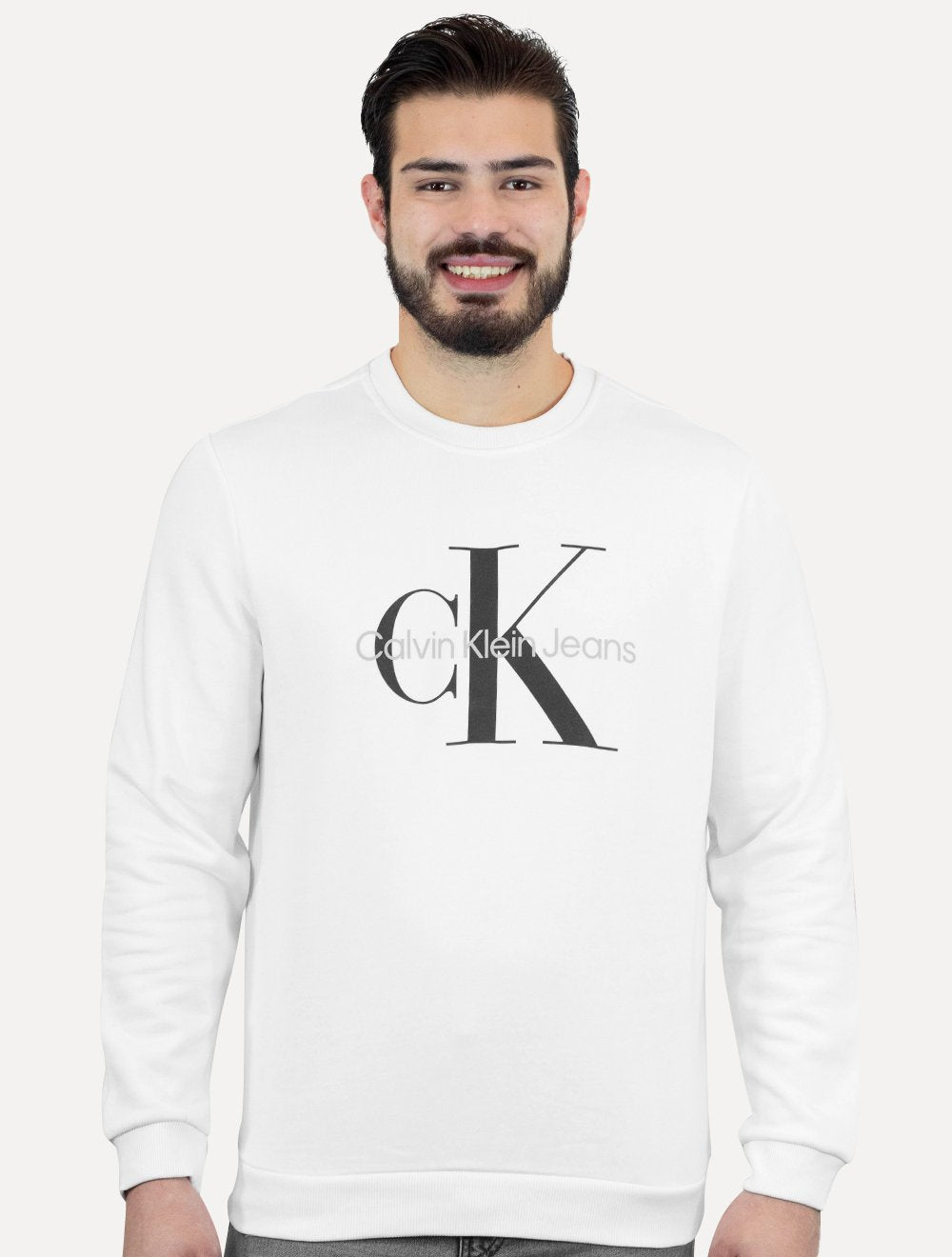Moletom Calvin Klein Jeans Masculino Monograma Logo Branco