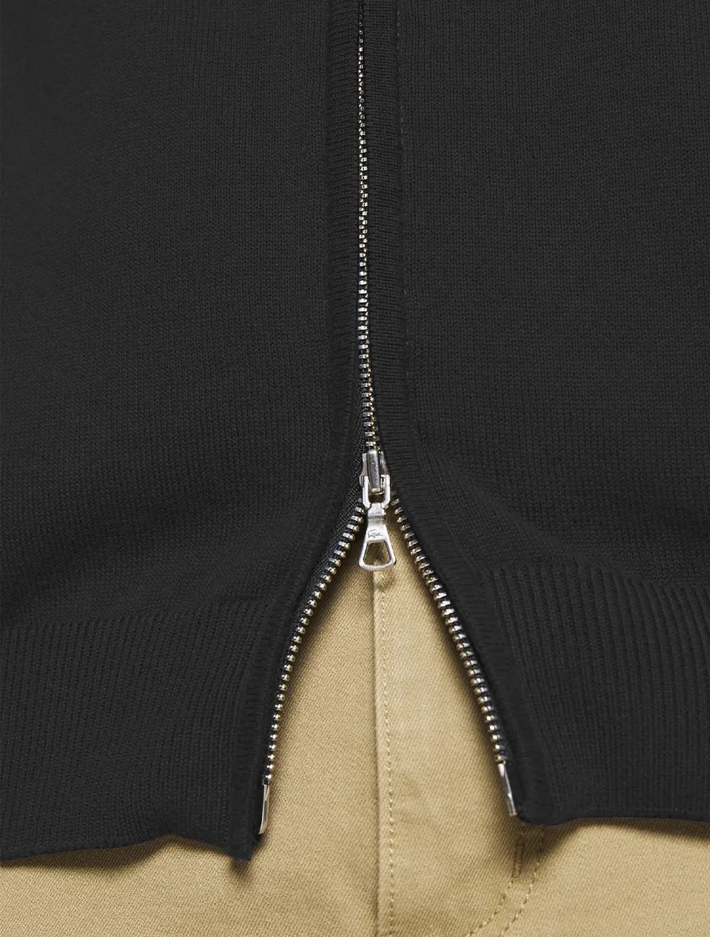 Suéter Lacoste Masculino Classic Zip Gola Alta Logo Preto