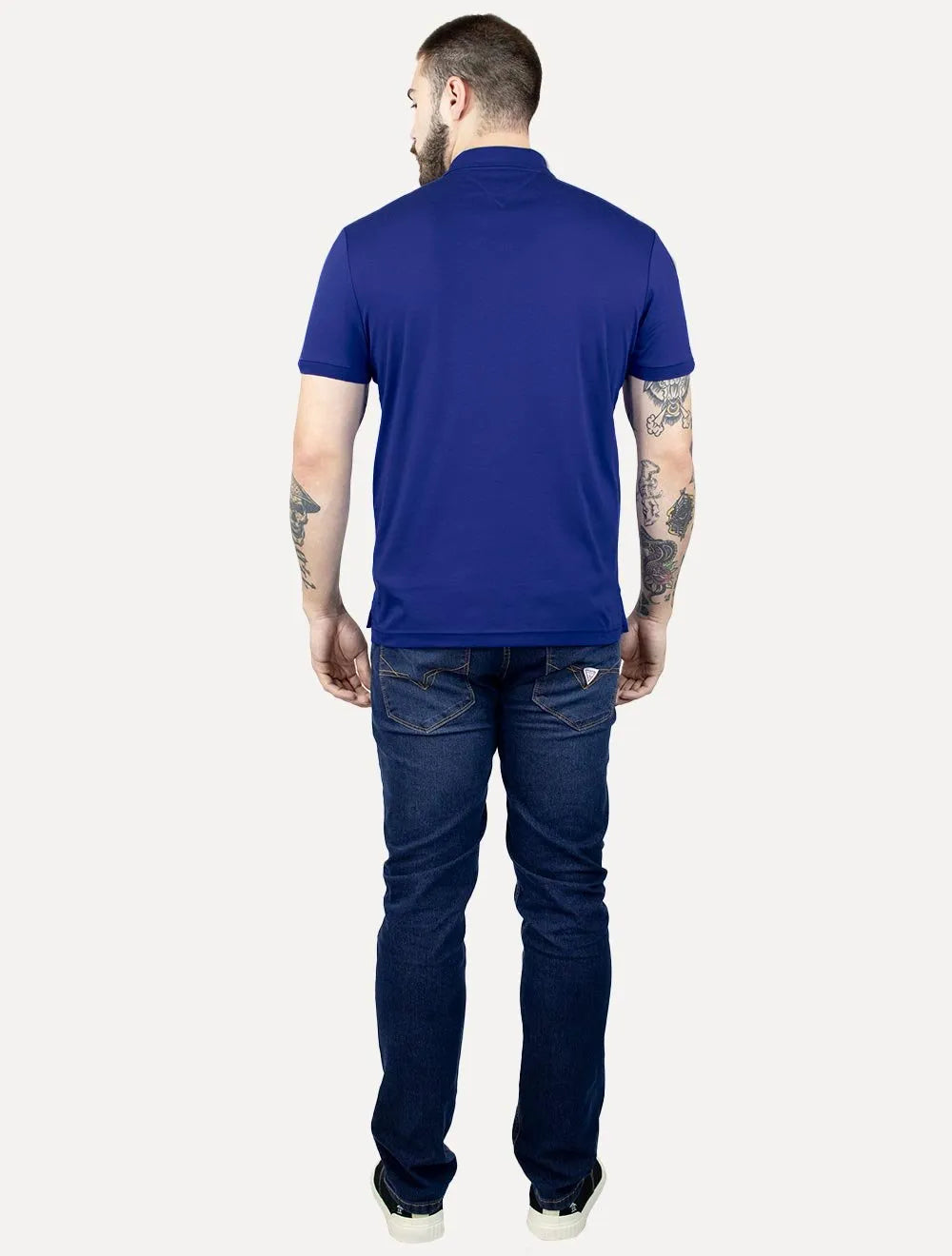 Polo Tommy Hilfiger Masculina Malha Liquid Cotton Seasonal Azul Royal