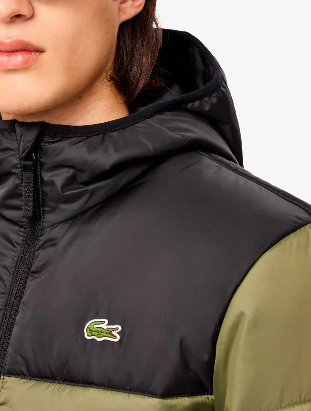 Jaqueta Lacoste Masculina Hoodie Water-Repellent Quilted Puffer Verde Escuro