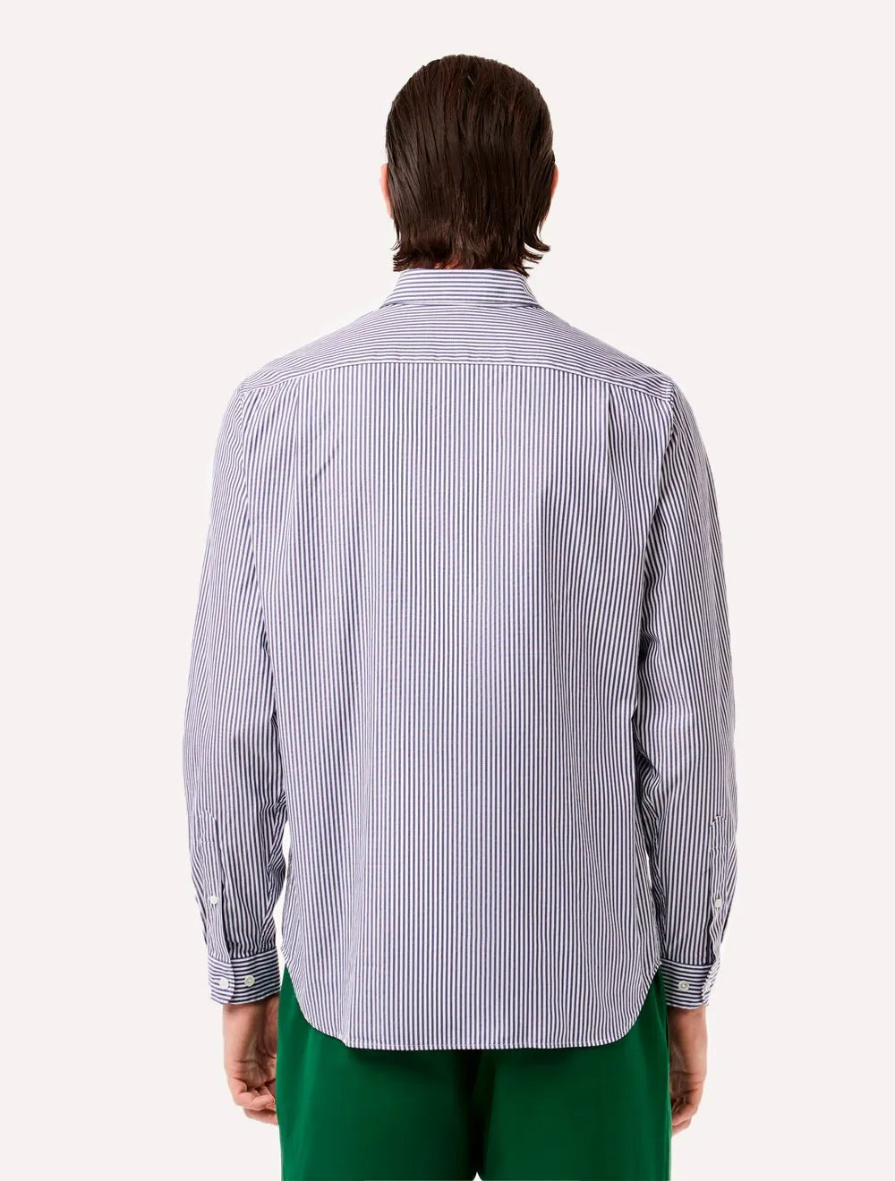 Camisa Lacoste Masculina Regular Striped Cotton Azul Marinho/ Branca