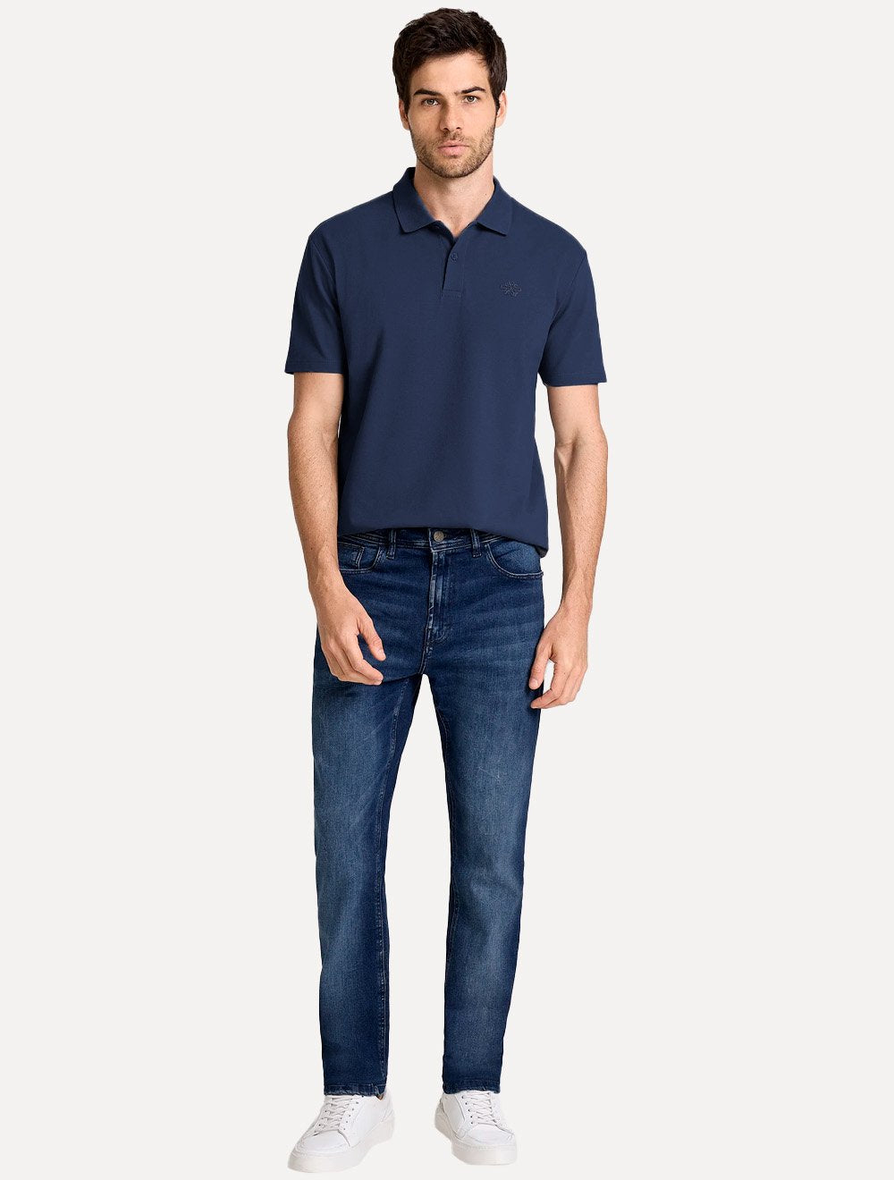Polo John John Masculina Light Transfer Azul Marinho