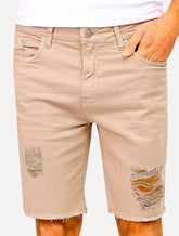 Bermuda Calvin Klein Jeans Destroyed Label Cáqui Claro