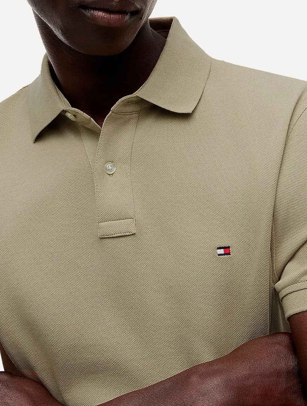 Polo Tommy Hilfiger Masculina Slim Piquet 1985 Cáqui Médio
