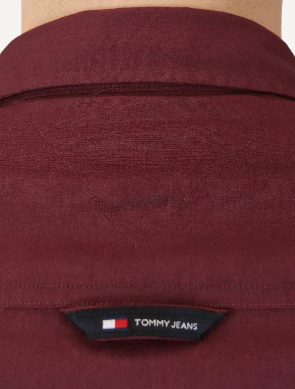 Camisa Tommy Jeans Masculina Slim Original Stretch Bordô