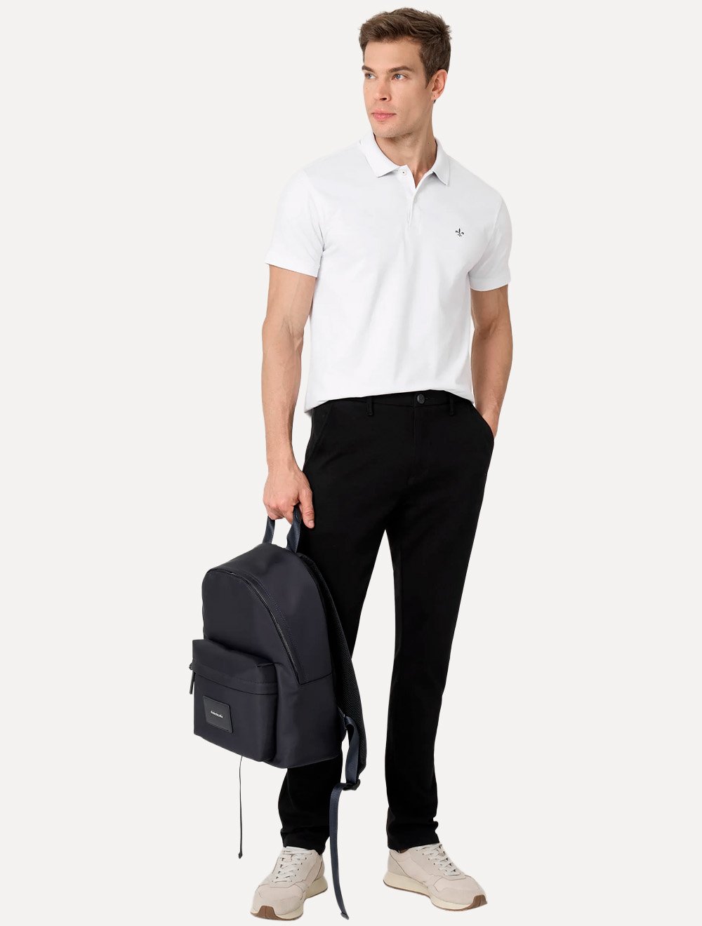 Polo Dudalina Masculina Flex Piquet Branca