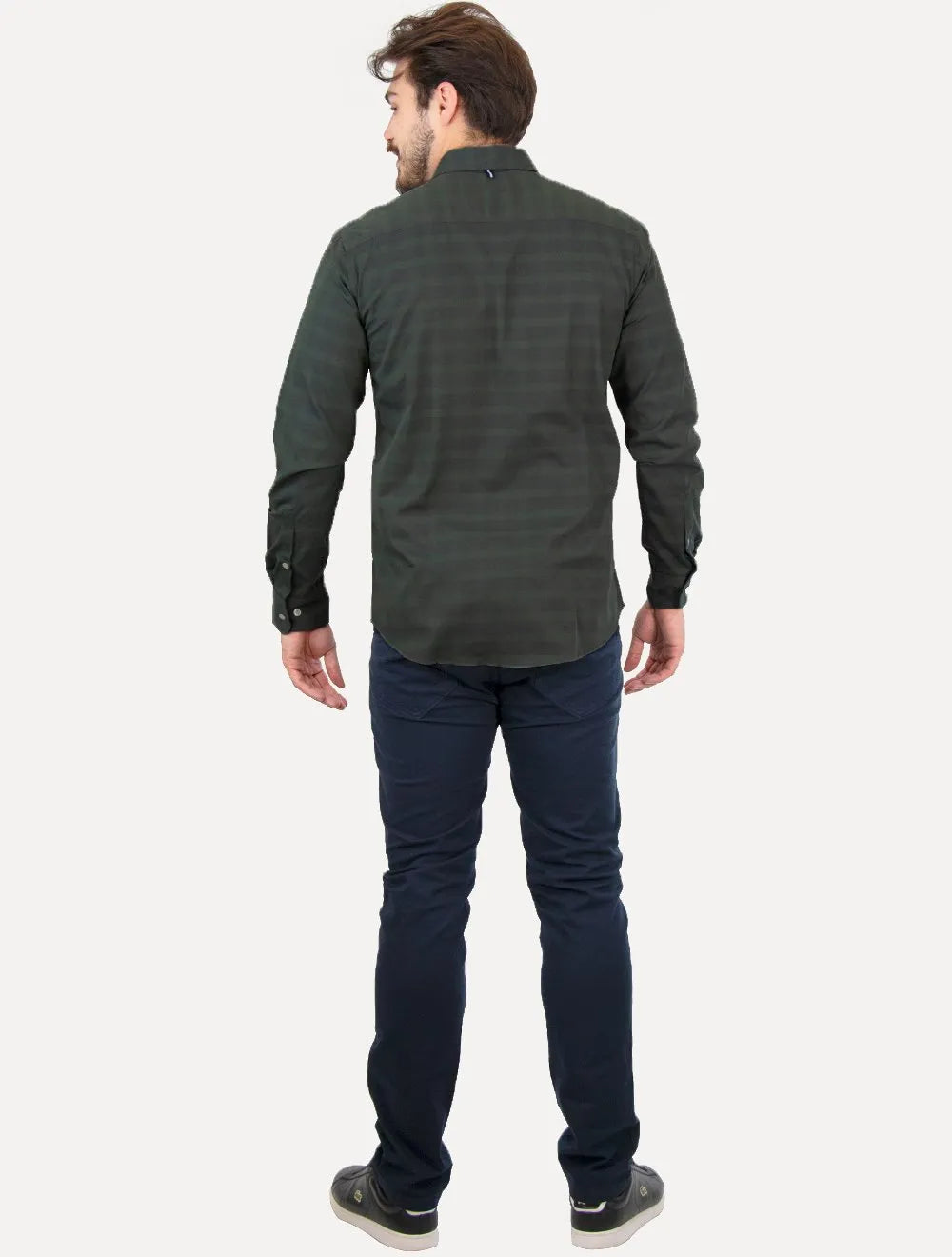 Camisa Original Penguin Masculina Regular Urban Listras Verde Escuro
